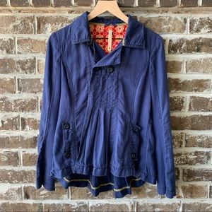 FREE PEOPLE High-Low Hem Blue Jacket